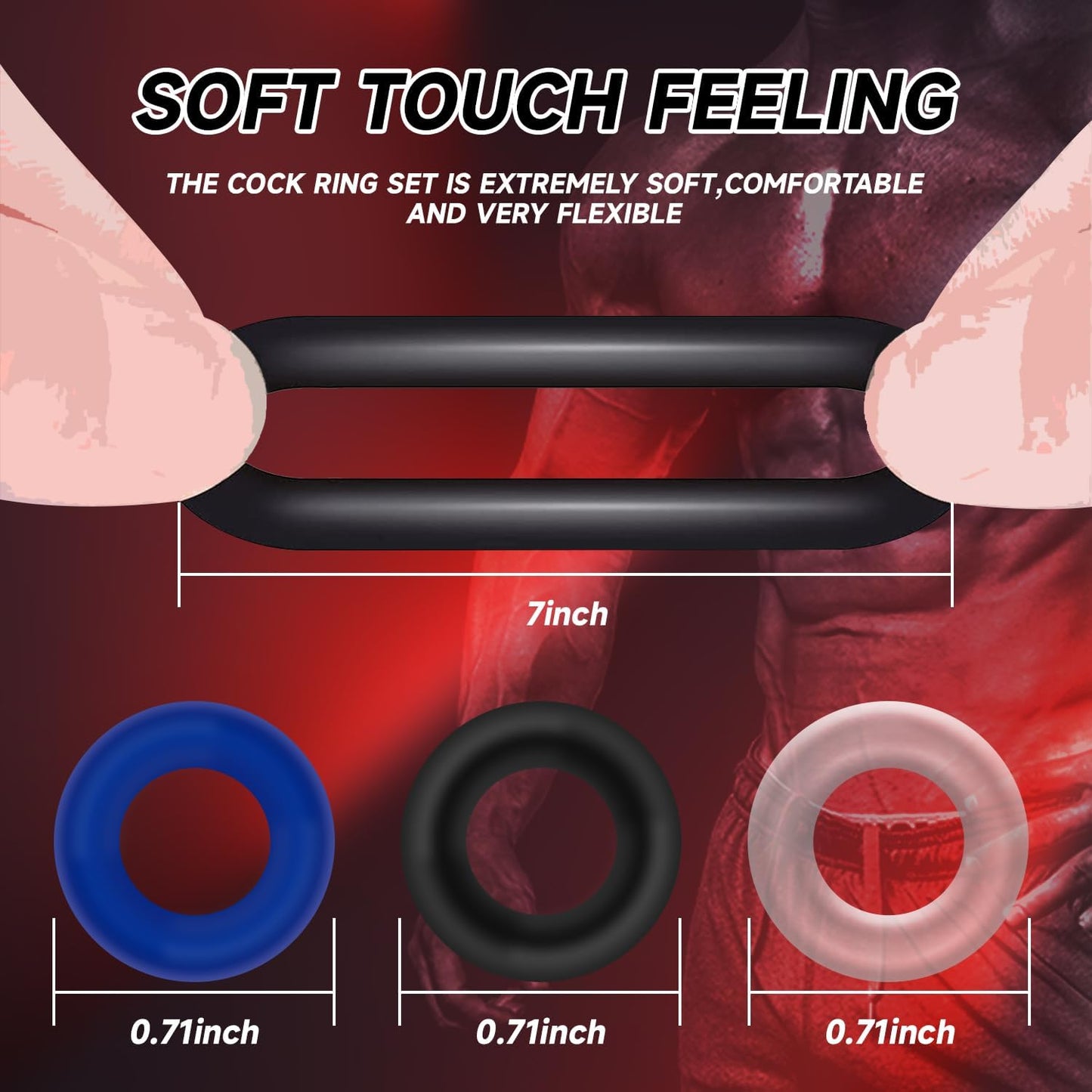 3 Colors Silicone Cock Penis Ring Male Sex Toys