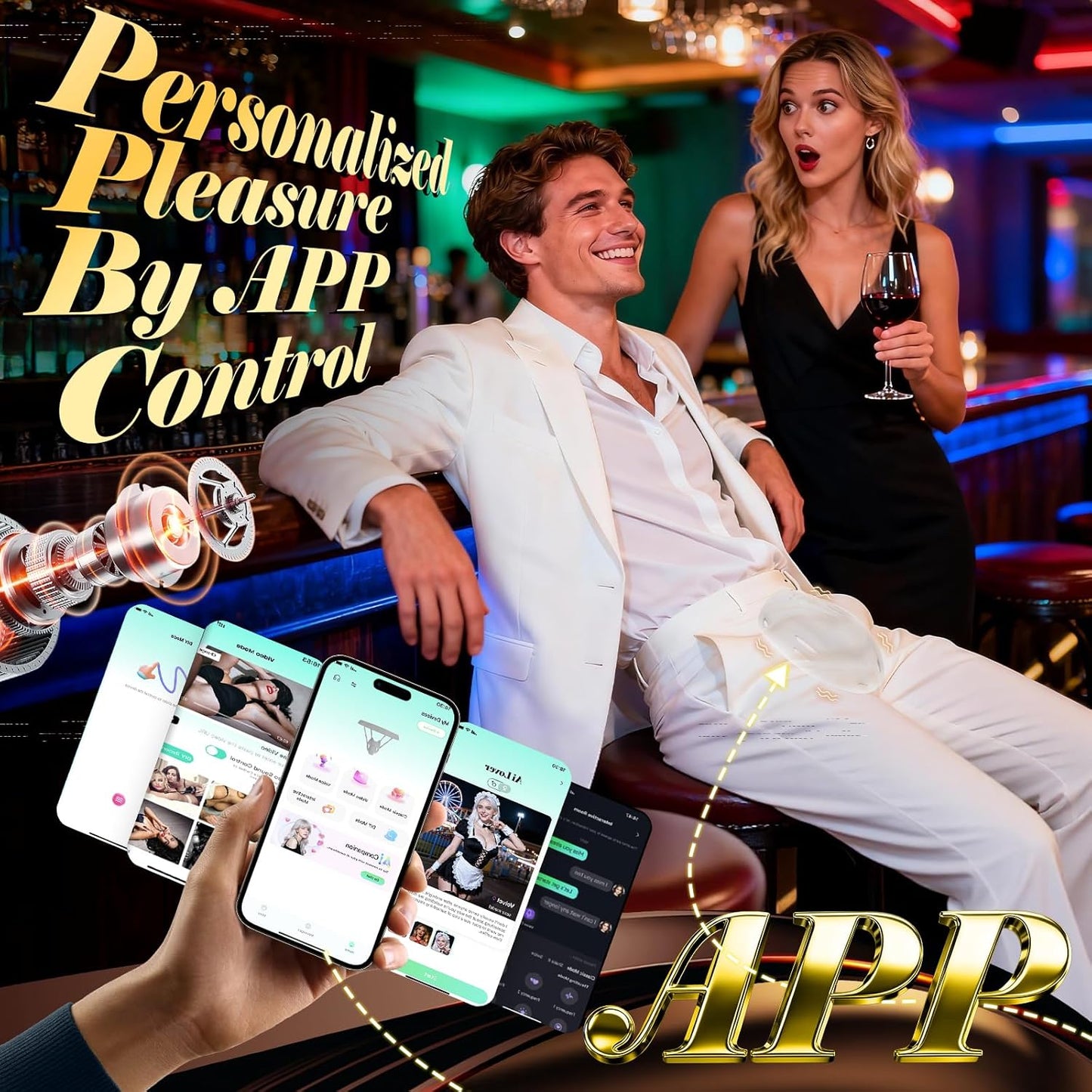 Portable Penis Cage Chastity Belt BDSM Protection Testicle Trainer with 9 Modes & APP Control