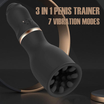 3 IN 1 Electric Penis Trainer Vibrator Masturbator with 7 Vibration Modes