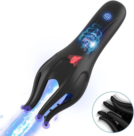 3 in 1 Penis vibrator Glans Tranier Massage with 10 Vibration & 5 Licking Tongue Modes