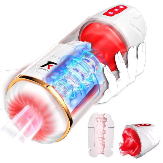 Automatic Masturbator Penis Pump Blowjob with 10 Suction & 10 Tongue Licking Modes