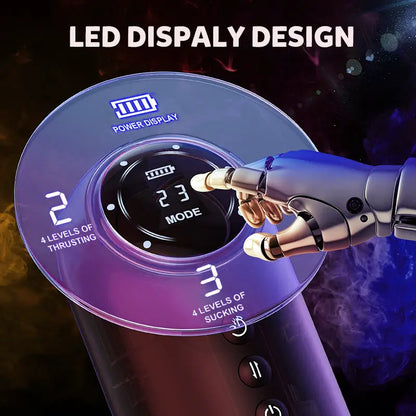 LED Display Automatic Masturbator Blowjob Machine with 4 Thrusting &4 Sucking &10 Vibrating Modes