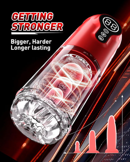 4 IN 1 Electric Masturbator Penis Pump Stroker with 7 Thrusting Rotating & Vibrating Modes