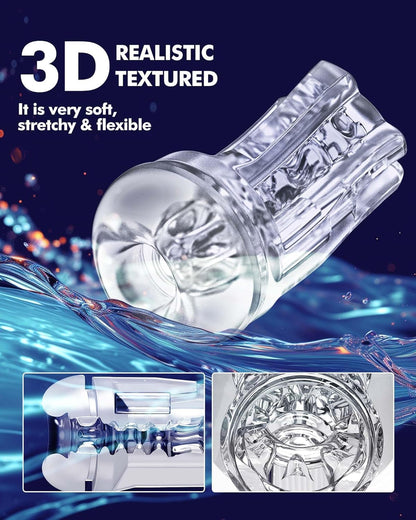 2 IN 1 Automatic Masturbator Blowjob Stroker Penis Pumps with 10 Vibrating & Suction