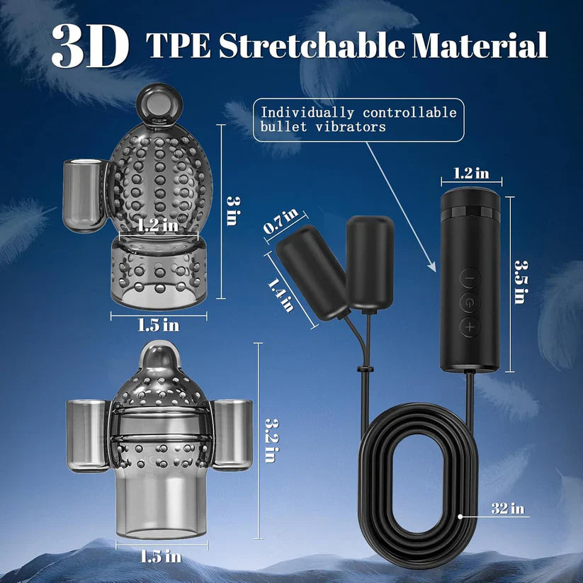 Electric Penis Trainer Vibrator Set Glans Stimulator with 7 Vibration Modes