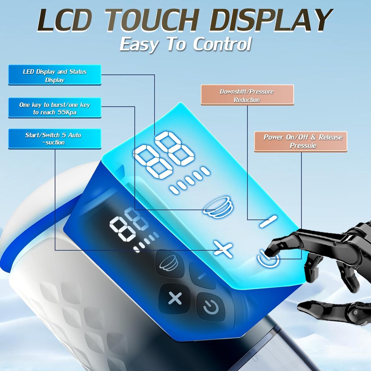 LED Display Electric Penis Pump with 5 Training & Training Pressures & Sucking Modes