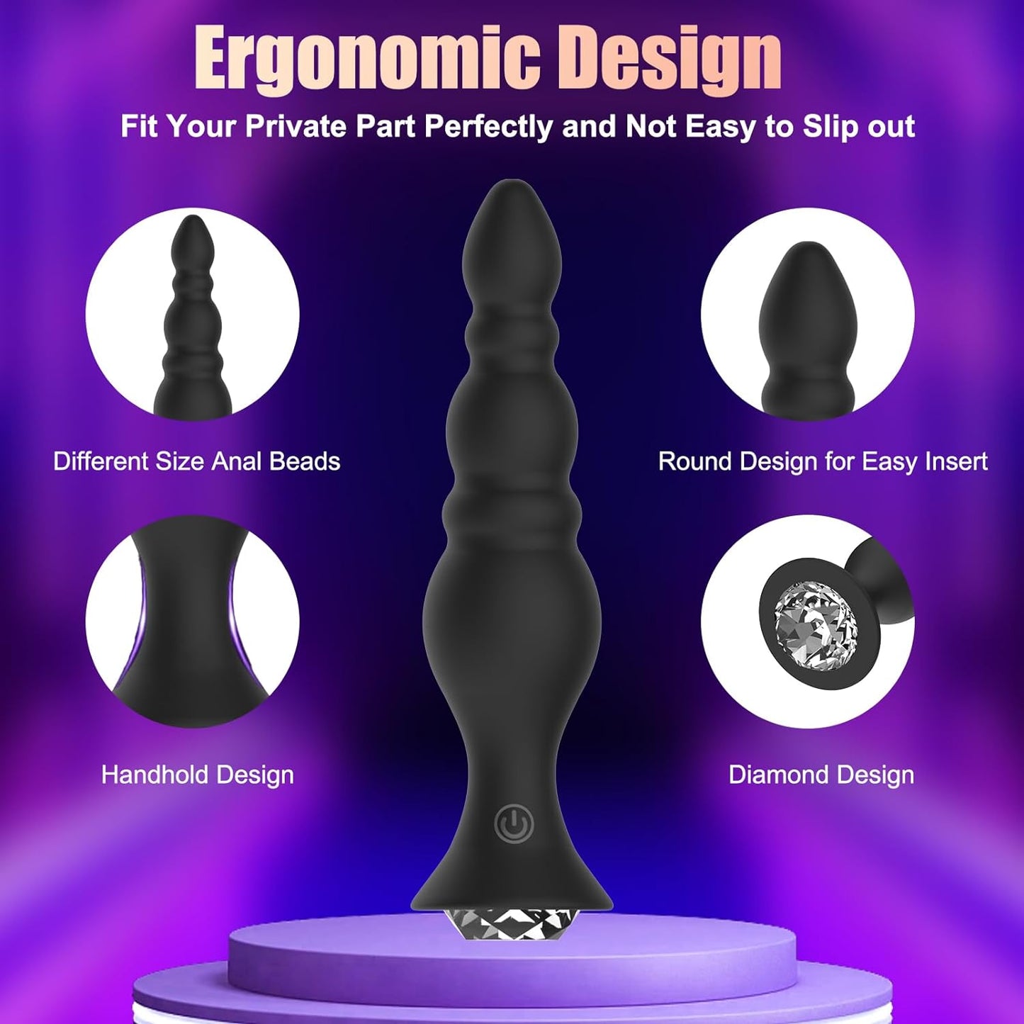 10 Powerful Vibrations Anal Beads Butt Plug Prostate Massager with Remote Control