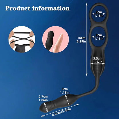 Anal Vibrator Prostate Stimulator Penis Ring with 10 Vibration & 3 Telescopic Modes