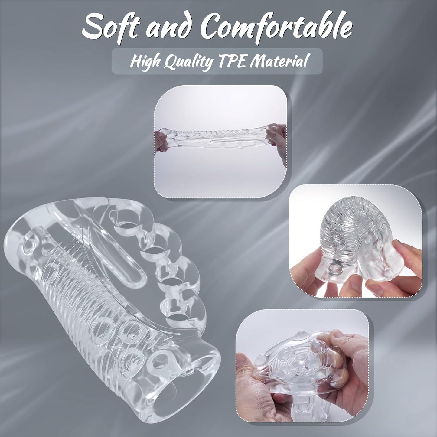 Transparent Pocket Pussy Stroker Sleeve with Realistic Oral & Vagina Texture