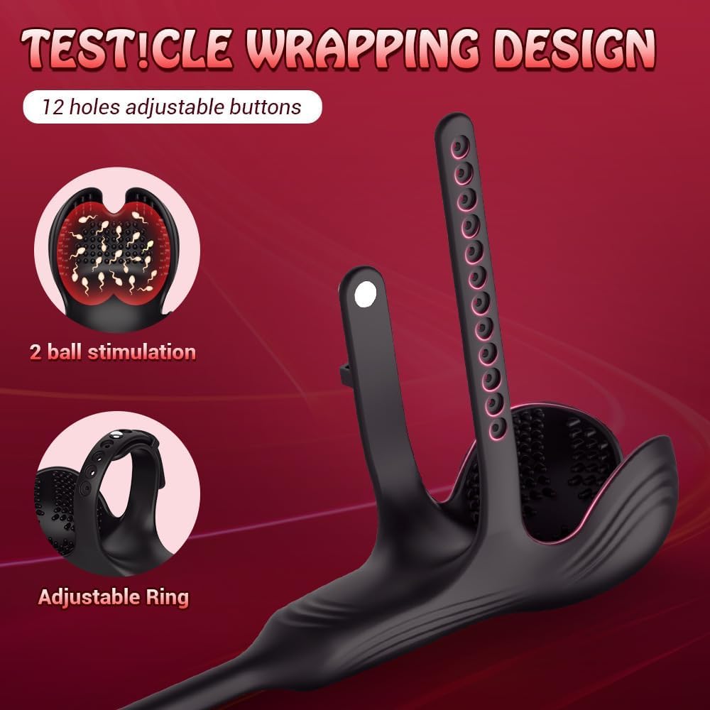 3 IN 1 Prostate Stimulation Cockring Testicle Vibrator Anal Toy with 10 Thrusts & Vibrations