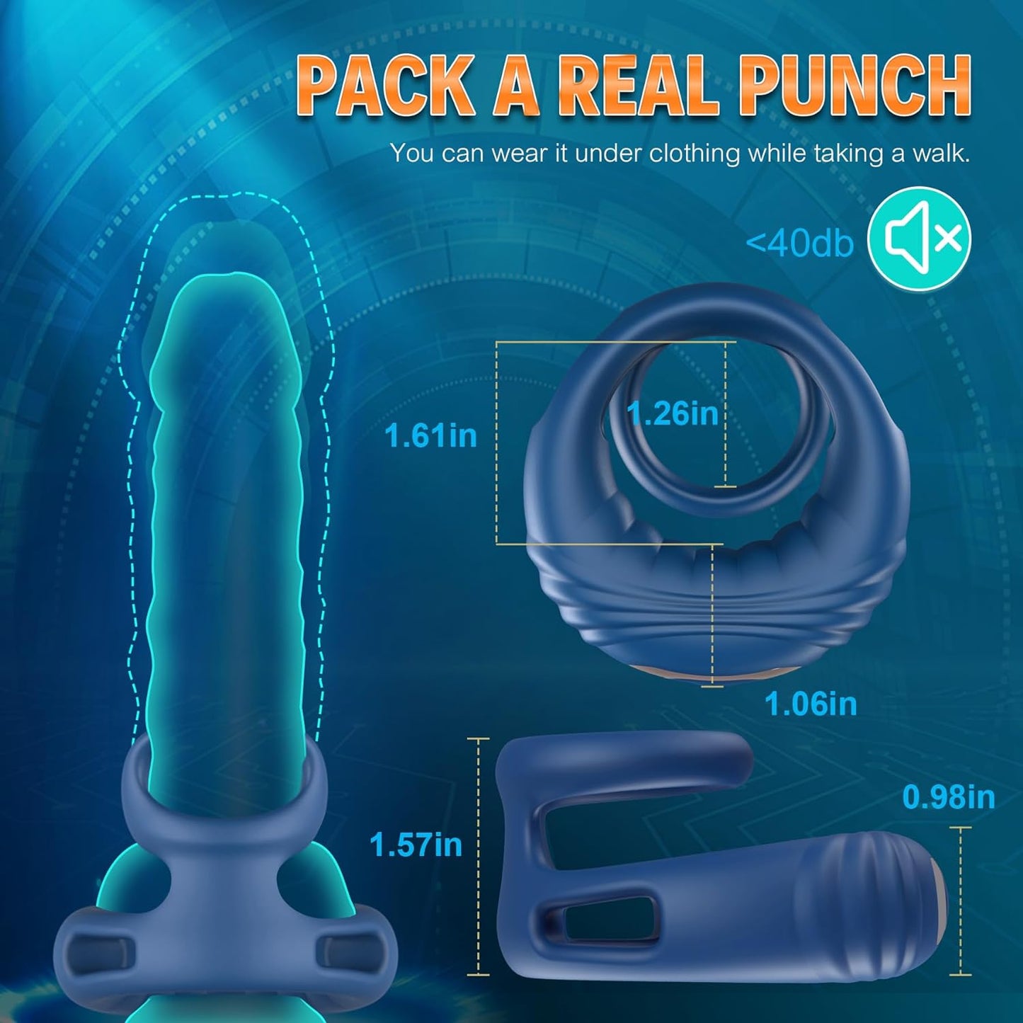 Dual Ring Remote Control Penis Vibrator with  10 Vibration Modes