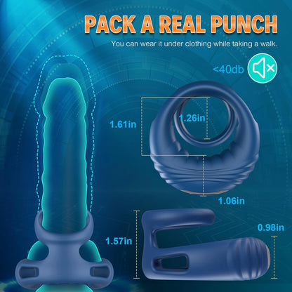 Dual Ring Remote Control Penis Vibrator with  10 Vibration Modes