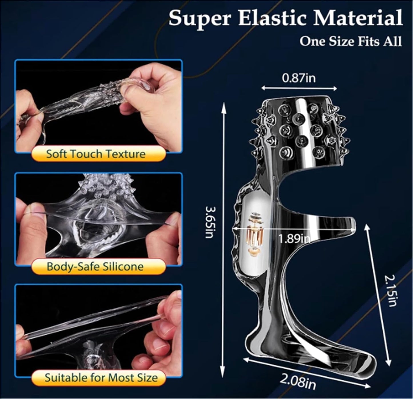 Transparent Penis Sleeve Vibrator Cock Ring Enlargement with 10 Vibration Modes