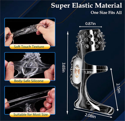 Transparent Penis Sleeve Vibrator Cock Ring Enlargement with 10 Vibration Modes