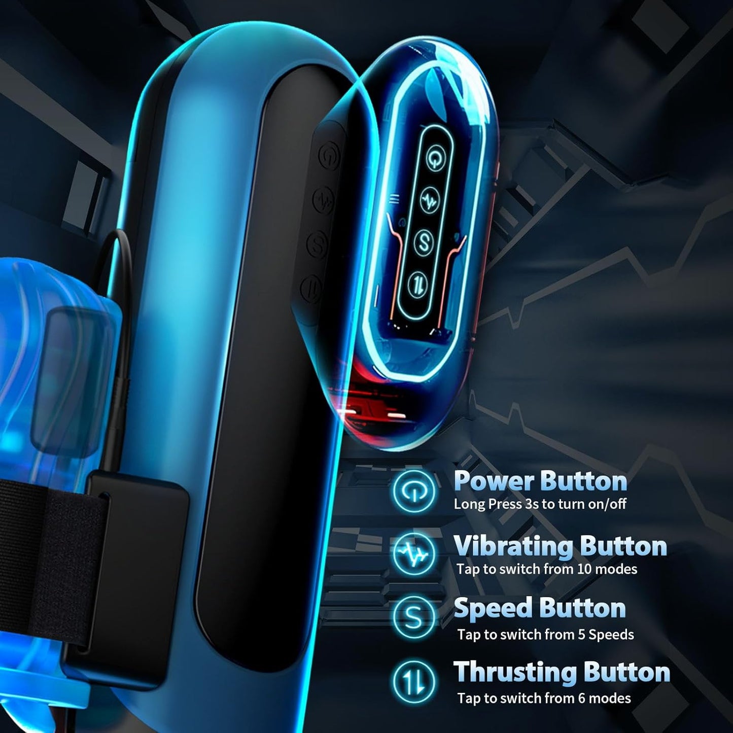 Hands Free Automatic Male Masturbator Stroker with 10 Vibrating & 6 Thrusting Modes