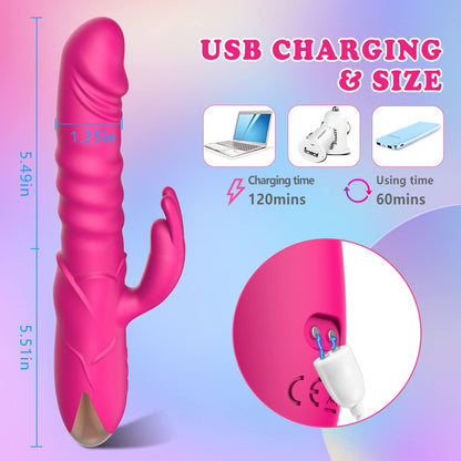 3 Thrusting & 10 Vibrating Modes Thrusting Rabbit Vibrator