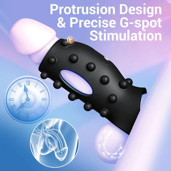 360° Soft Beads Rubbing Penis Trainer Cock Ring Stimulator with 10 Vibration Modes