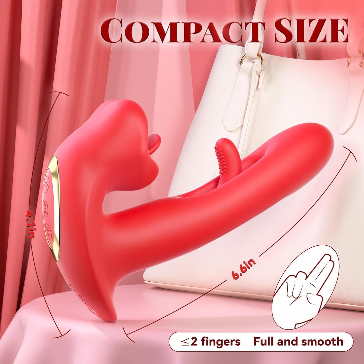 Rose G Spot Vibrator with 7 Kissing Patterns 7 Vibration Intensities & 10 Flapping Modes