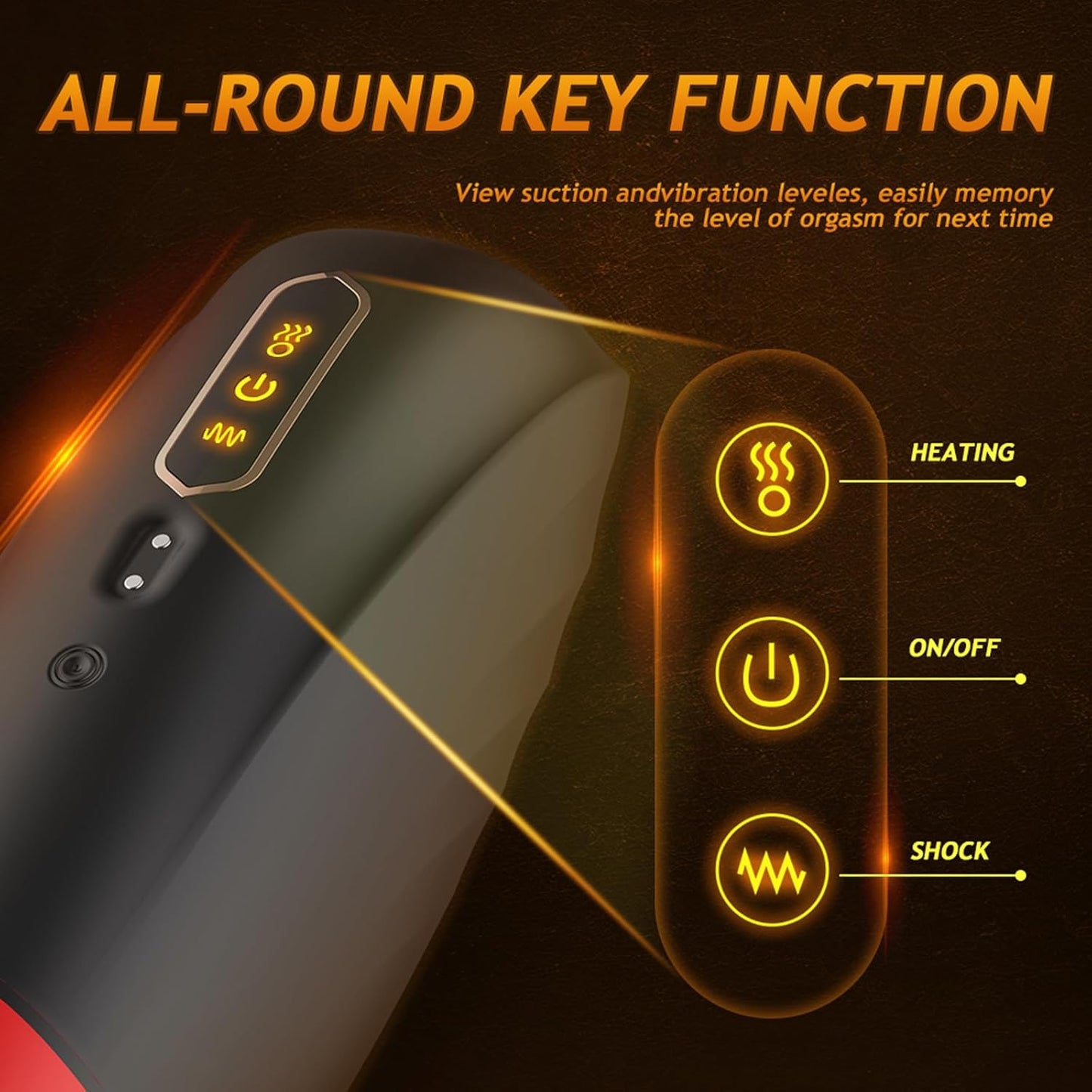 Electric Penis Trainer Vibrator Stroker Blowjob with 10 Vibrating & Sucking & Heating