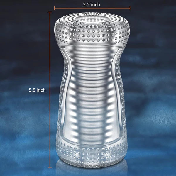 Transparent Portable Pocket Pussy Stroker Male Masturbator with Textured Sleeve