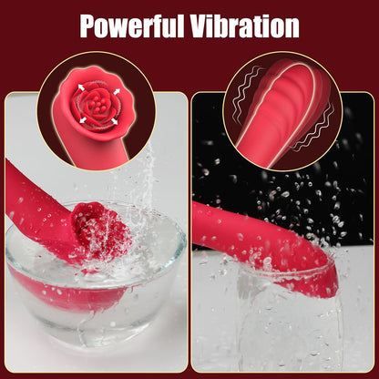 2 in 1 Rose Vibrator Clitoral Stimulator with 9 Flapping Modes