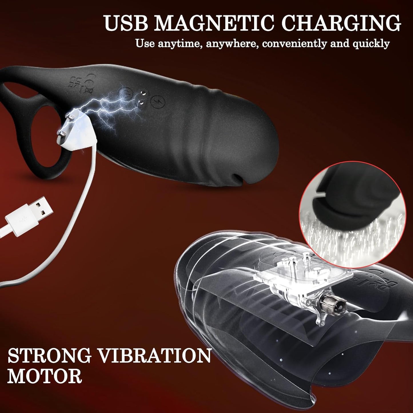 E-stim Penis Trainer Glans Massage Stimulator with 5 Electric Shock & 10 Vibration Modes