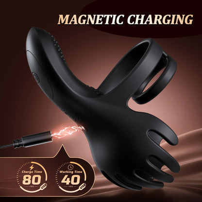 3 IN 1 Cock Ring Vibrator Testicle Stimulator Massager with 10 Vibration Modes