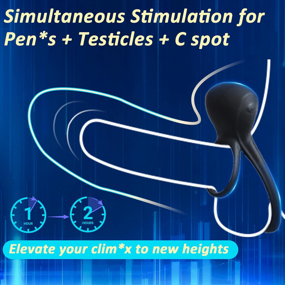 E-stim Cock Ring Penis Trainer Stimulator with 10 Vibrations & 5 Electric Shocks