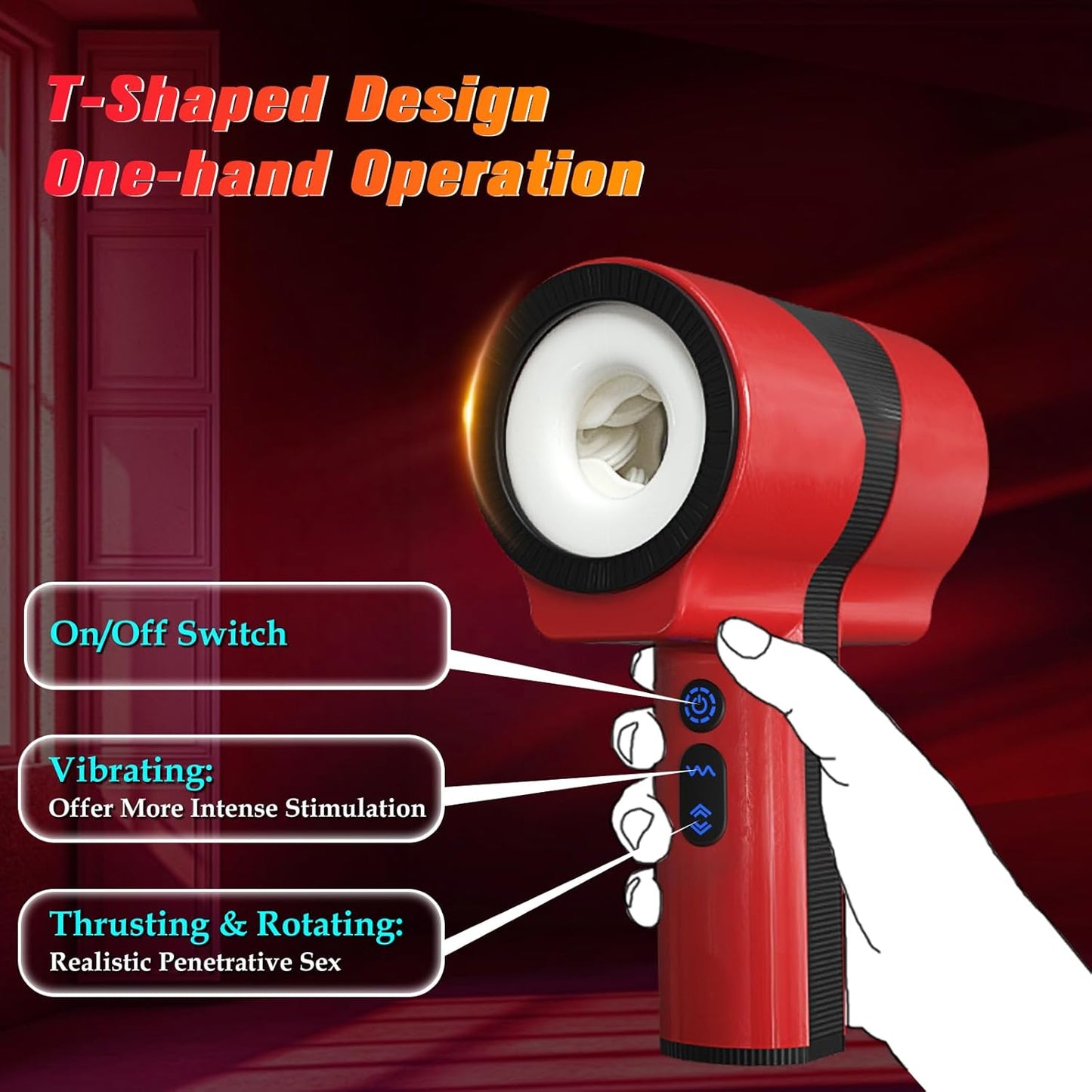 360° Wrapping Automatic Masturbator Blowjob with 5 Thrusting & Rotating & Vibrating