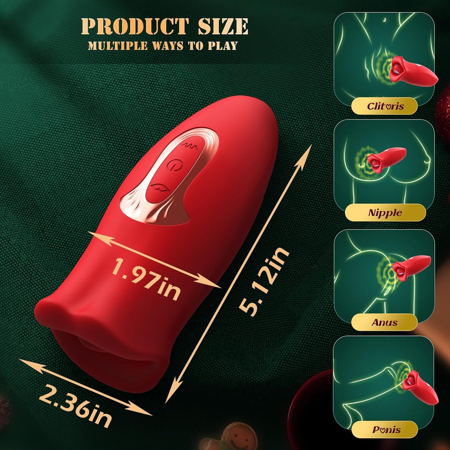 Rose Tongue Vibrator Clitoral Stimulator with 10 Vibration & 10 French Kissing Modes