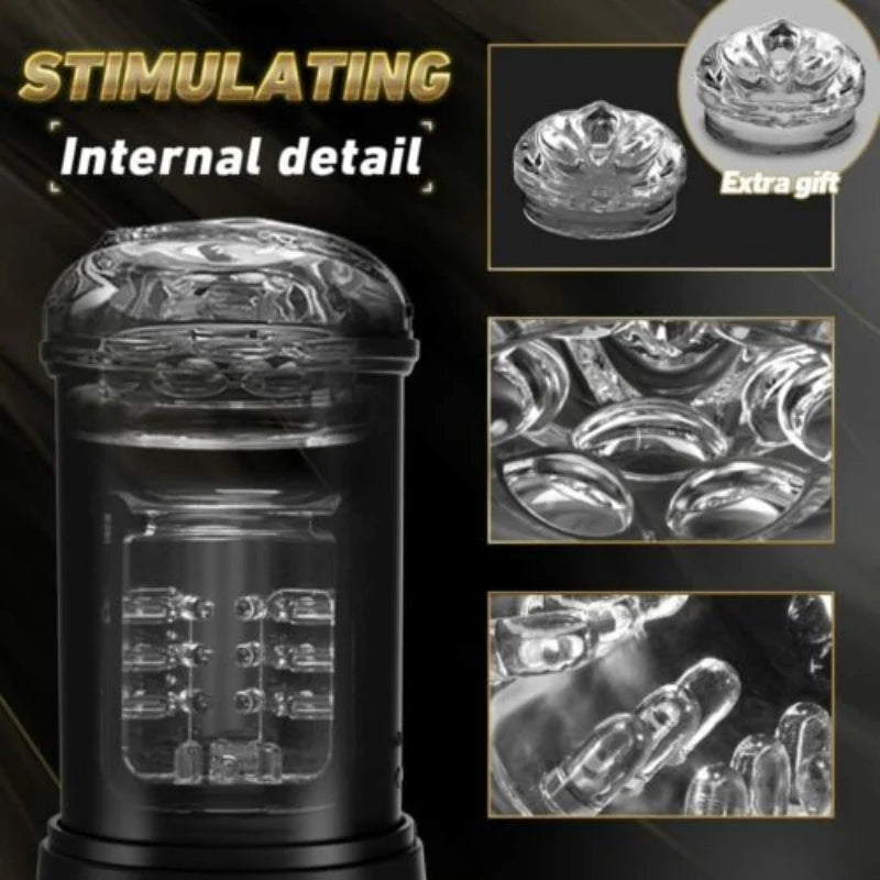 3 in 1 Oral Sex Male Masturbation Cup with 5 Sucking 5 Telescoping 10 Vibrating Modes