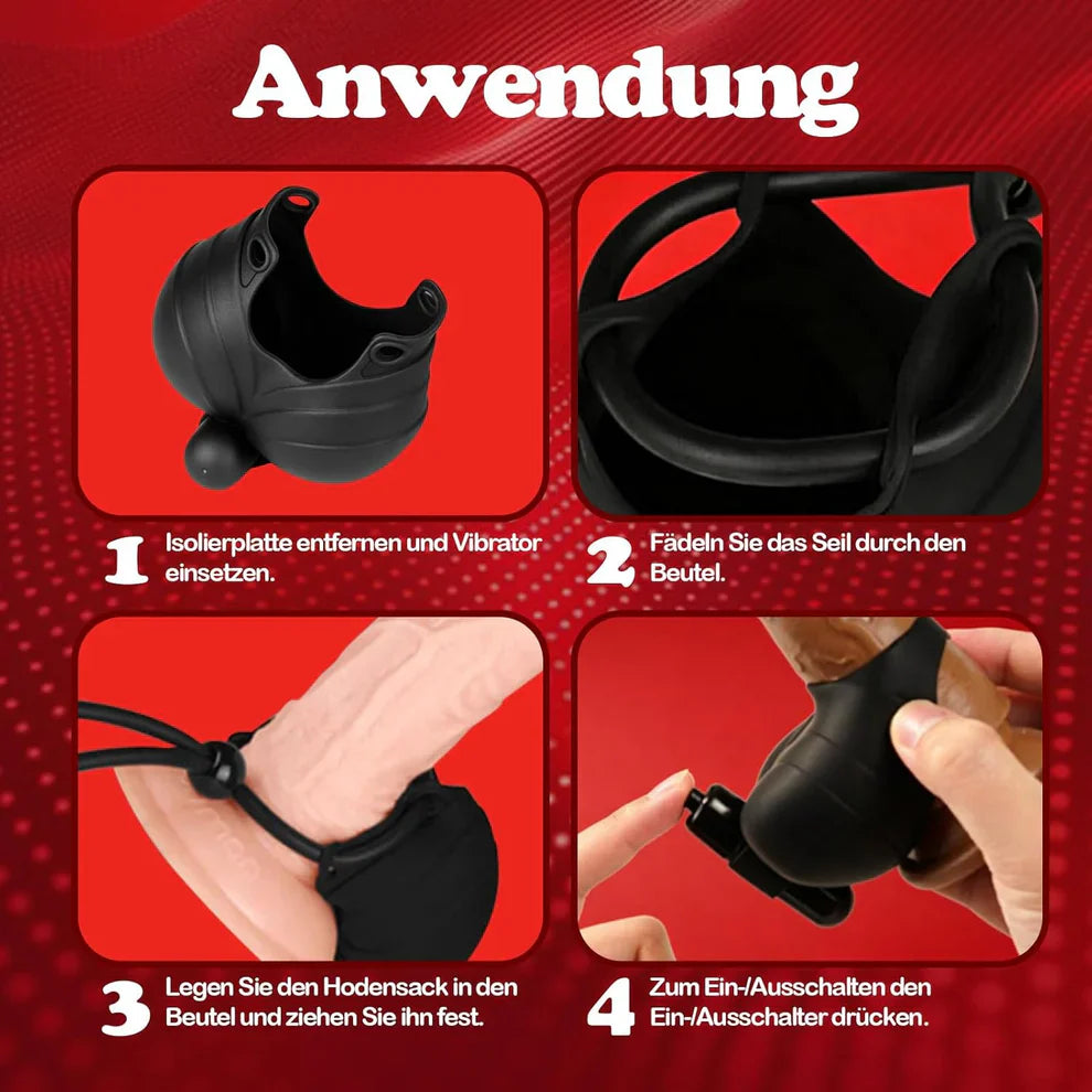 Adjustable Penis Ring Scrotum Pouch Glans Vibrator with 10 Vibration Modes