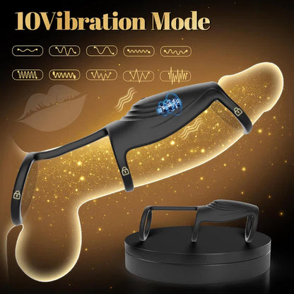 Electric Penis Trainer Cock Ring Massager Sleeve with 10 Vibration Modes