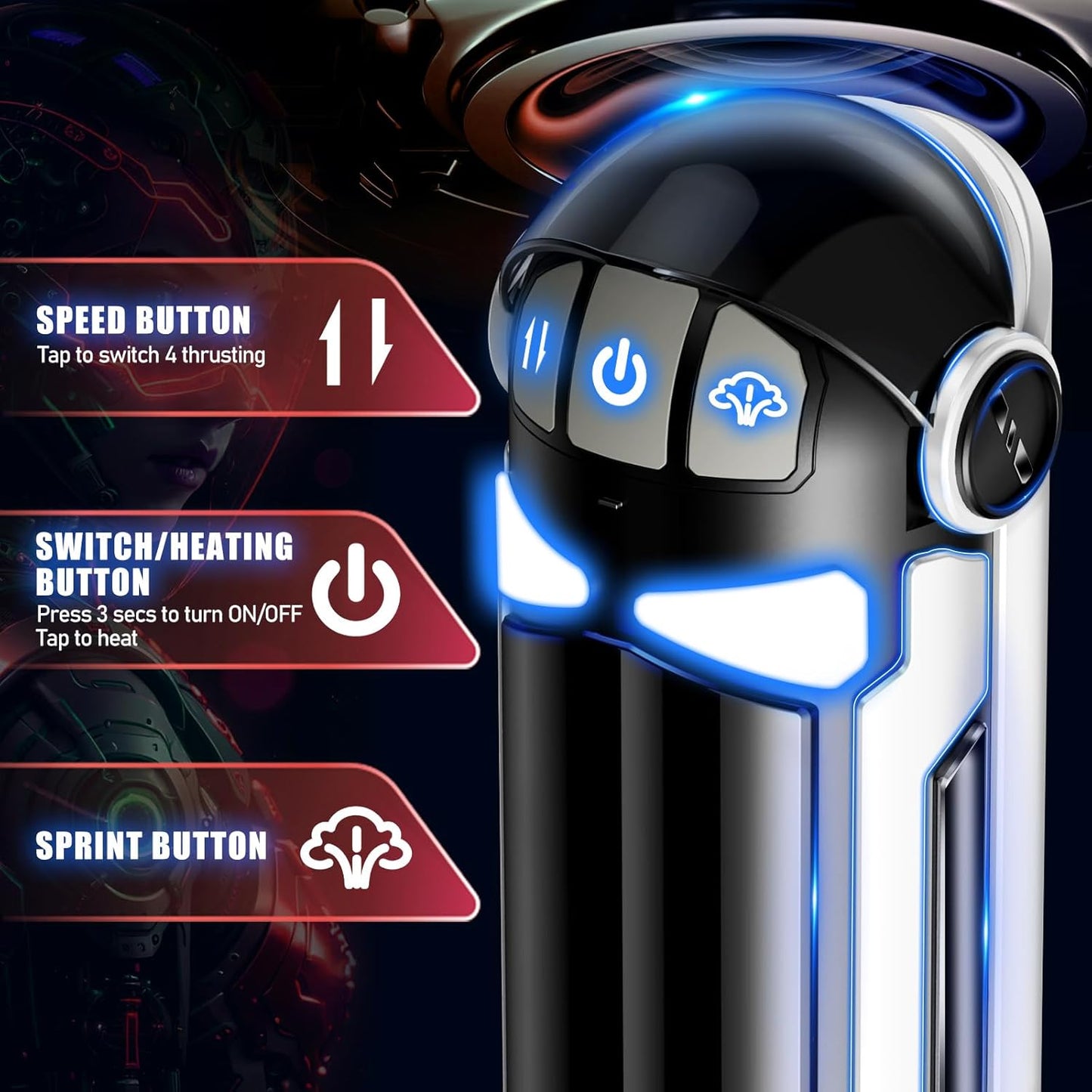 3 in 1 Automatic Male Masturbators Stroker Sex Machine with 4 Thrusting Modes