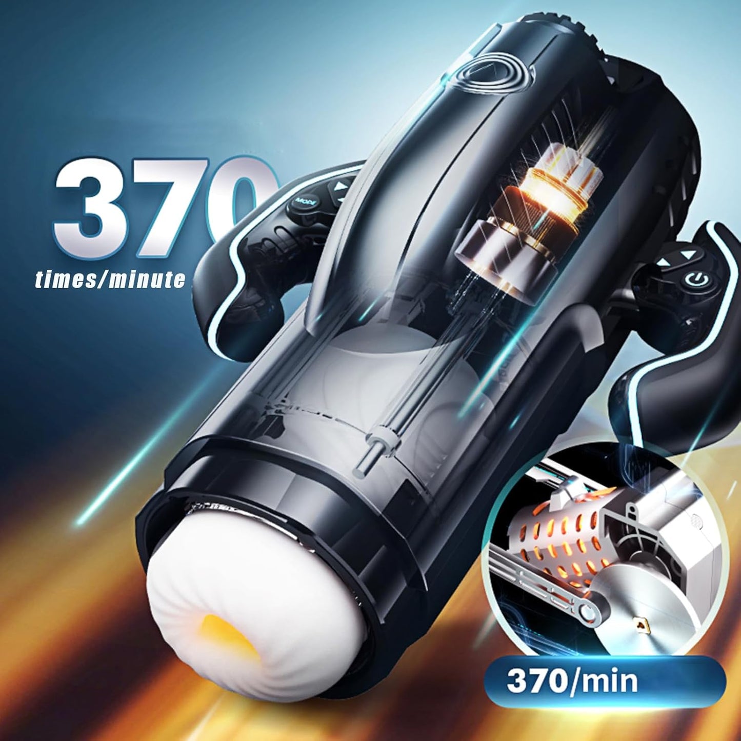 Automatic Masturbator Stroker Sex Machine with 10 Sucking & Thrusting & Heating Modes