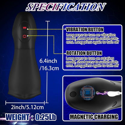 360° All-Around Stimulation Automatic Male Masturbator with 10 Vibrating & 5 Rotating Patterns