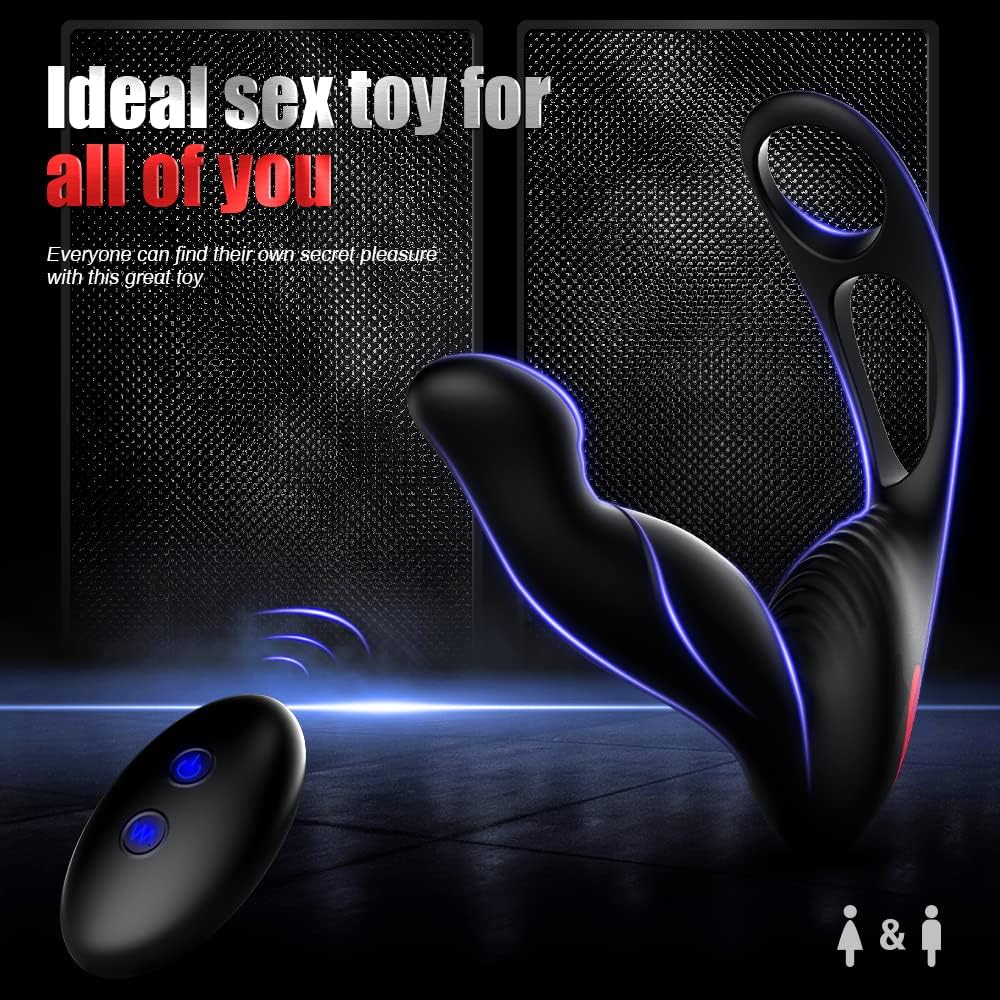 Jouets anaux de vibrateur de 9 modes de vibration avec le stimulateur sexuel de prostate d'anneau de coq 