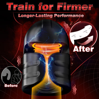 E-stim Glans Vibrator Penis Trainer Stimulator with 12 Vibration & 7 Electric Shock Modes
