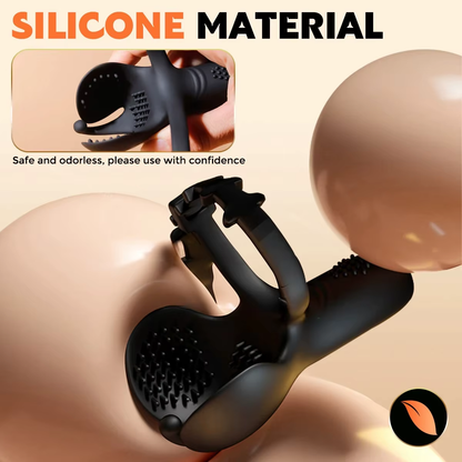 Adjustable Penetration Penis Trainer Vibrator Glans Massager with 9 Vibration Modes