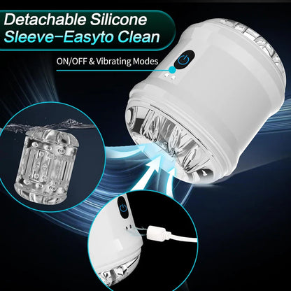 Dual Motors Automatic Masturbator Penis Trainer Pocket Pussy with 10 Intense Vibrations