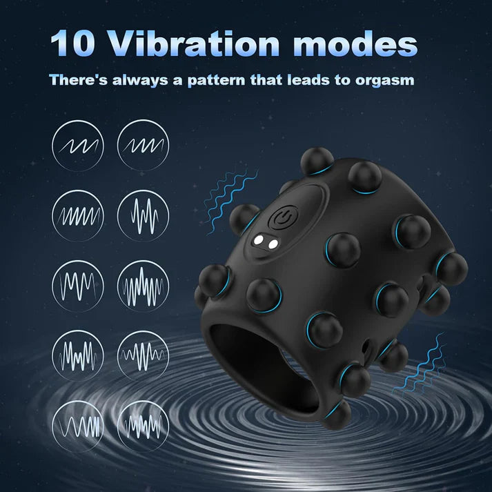 360° Soft Beads Cock Ring Penis Trainer Vibrator with 10 Vibration Modes