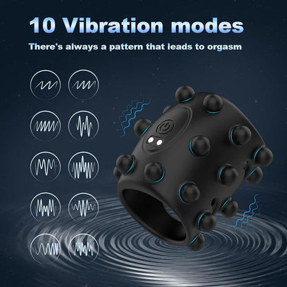 360° Soft Beads Cock Ring Penis Trainer Vibrator with 10 Vibration Modes