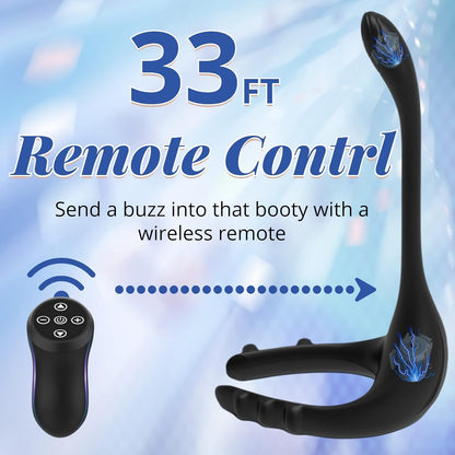 3 IN 1 Adjustable Penis Ring Anal Vibrator with 10 Vibration Modes