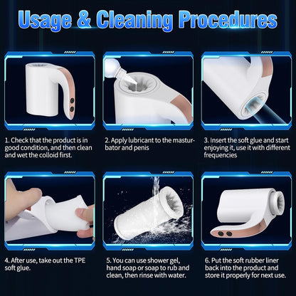 2 in 1 Automatic Masturbator Penis Trainer with 10 Telescopic Rotation Vibration Modes