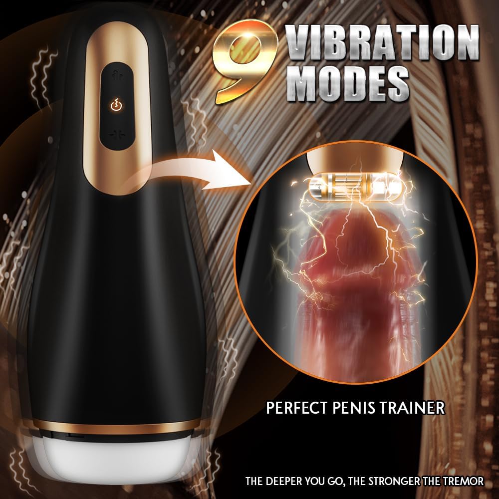 Automatic Masturbator Stroker Blowjob with 9 Vibration & 5 Squeeze Modes
