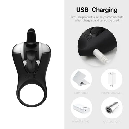 Penis Ring Vibrator Glans Trainer Massager with 10 Vibration Modes