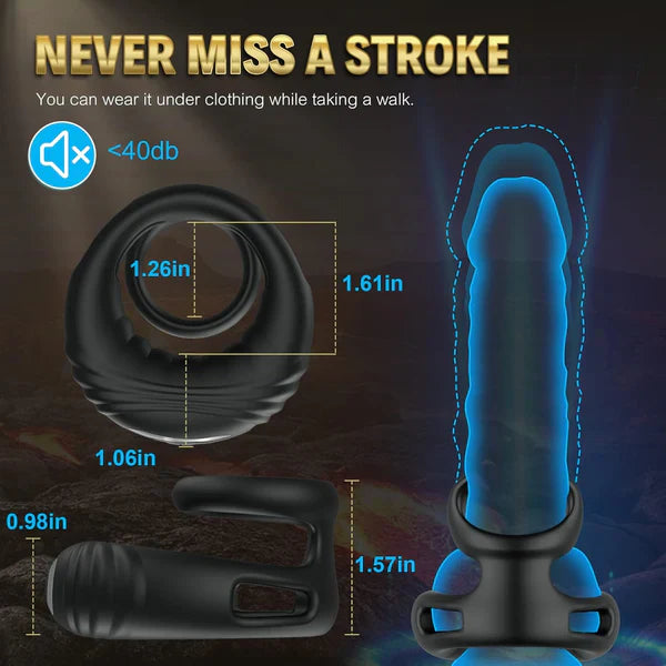 Dual Cock Rings Penis Trainer Stimulator Masturbator with 10 Vibration Modes