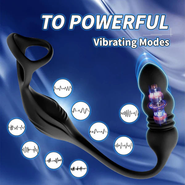 3 in 1 Anal Vibrator Prostate Massage Butt Plug with 9 Vibrating & Thrusting  Modes