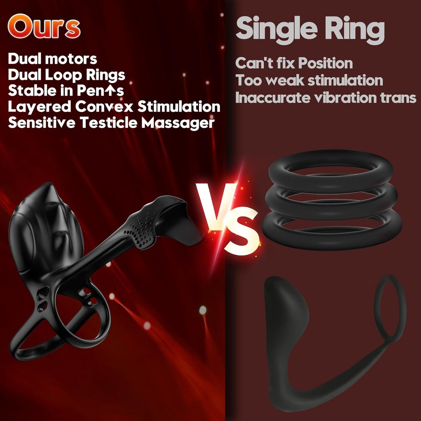 Cock Ring Penis Trainer Vibrator Stimulator with 10 Vibrations Modes
