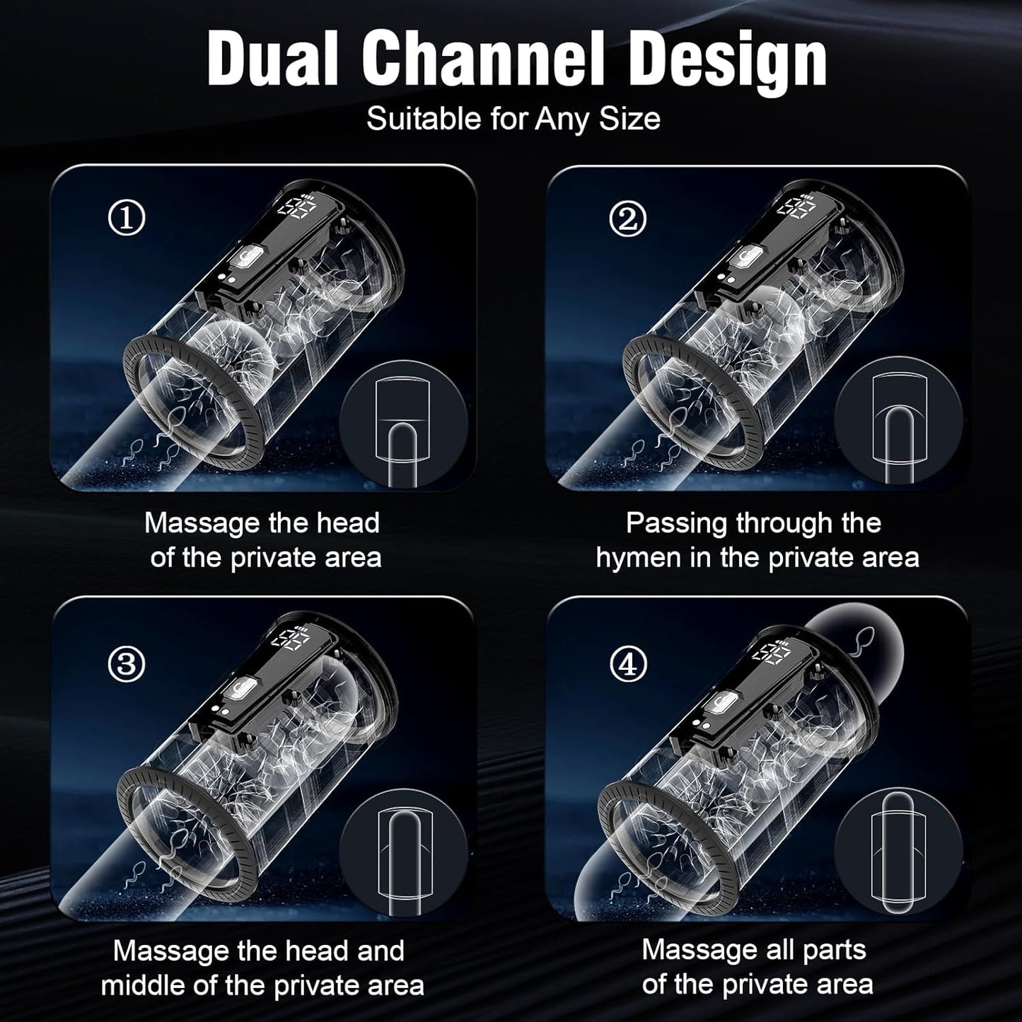 Open-Ended Automatic Masturbator Pocket Pussy Penis Vibrator with 12 Vibrating Modes